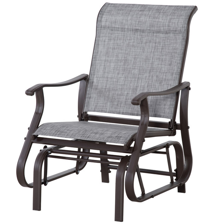 Outsunny Outdoor Glider Chair, Gliders for Outside Patio with Steel Frame and Mesh Fabric for Backyard, Garden, and Porch, Gray