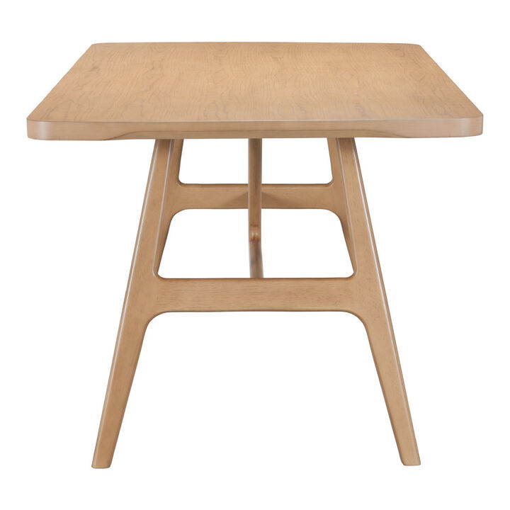 HomeRoots 63" Natural Solid Wood Trestle Base Dining Table