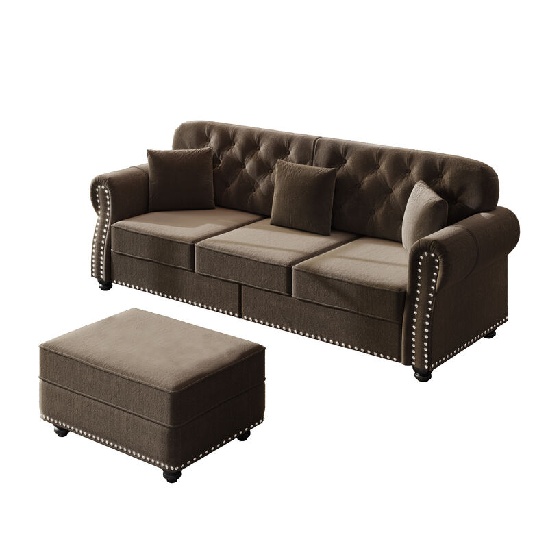 Upholstered Velvet Sofa 4 Seat image number 5