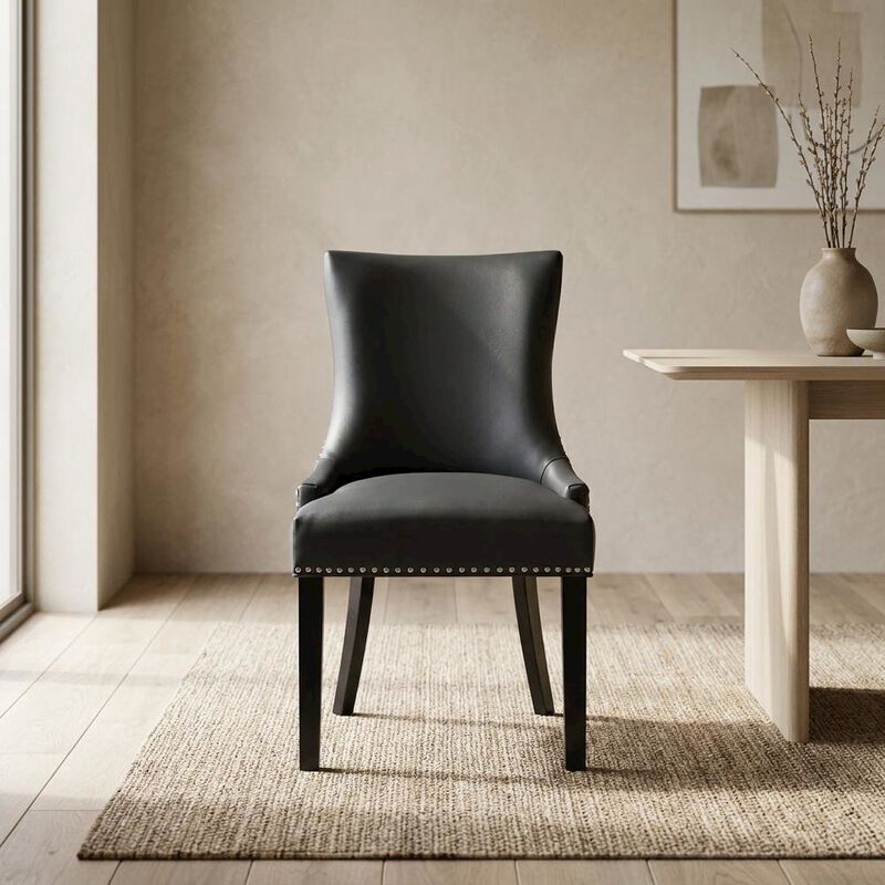 Vegan Leather Upholstered Dining Chair for Kitchen or Dining Room, Tan image number 4