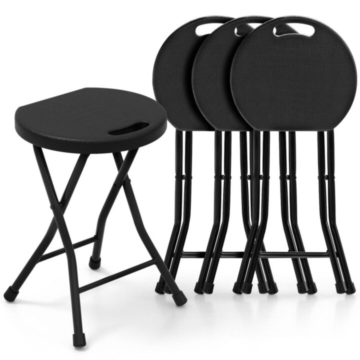 Hivvago Set of 4 18 Inch Collapsible Round Stools with Handle