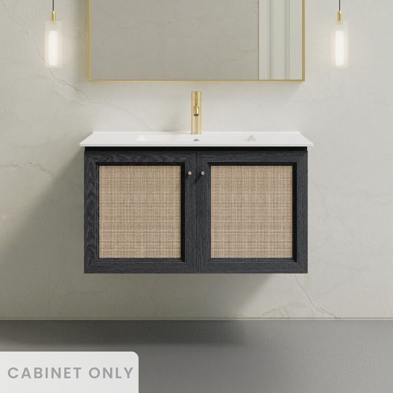 Classe 36" Wall-Mounted Bathroom Vanity in Black Oak without Sink Top image number 1