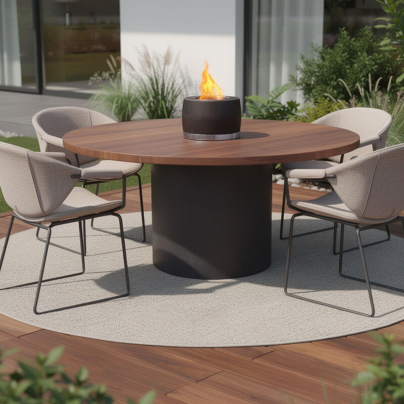 HomeRoots 5" Black And White Bioethanol Portable Tabletop Firepit image number 1