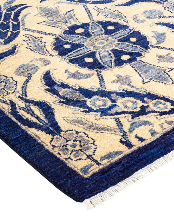 Suzani, One-of-a-Kind Hand-Knotted Area Rug  - Blue, 6' 3" x 6' 6"