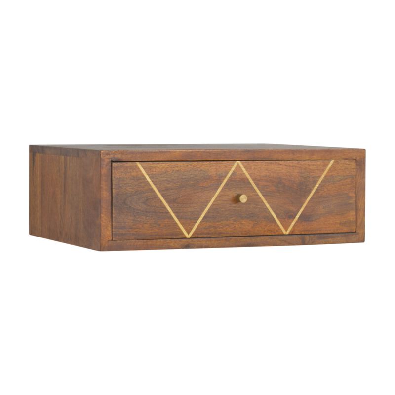 Artisan Furniture solid Wood Floating Chestnut Brass Nightsand