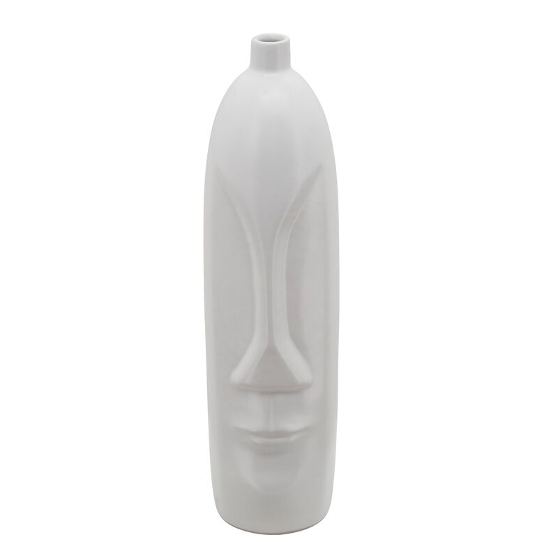 18" Face Vase, White