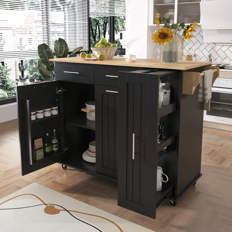 Merax Kitchen Storage Island Cart on Wheels
