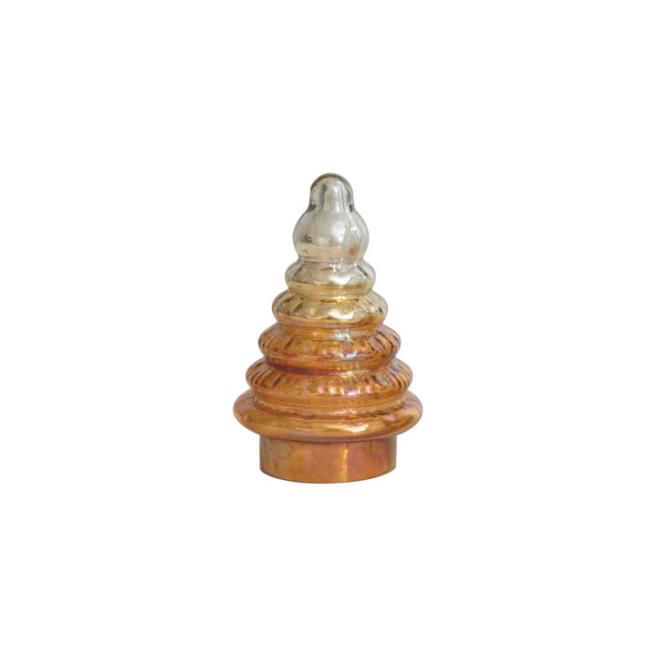 Embossed Two-Tone Mercury Glass Tree, Amber Color