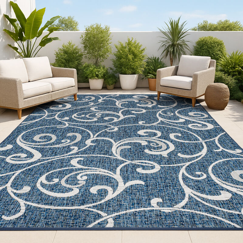 Maribel Traditional Classic All-Over Scroll Indoor/Outdoor Area Rug