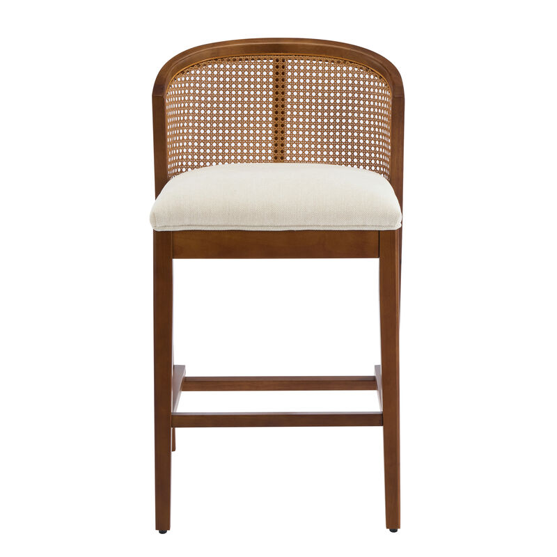 Christopher Knight Home Salazar Rattan and Rubberwood Upholstered Counter Stools (Set of 4) image number 6