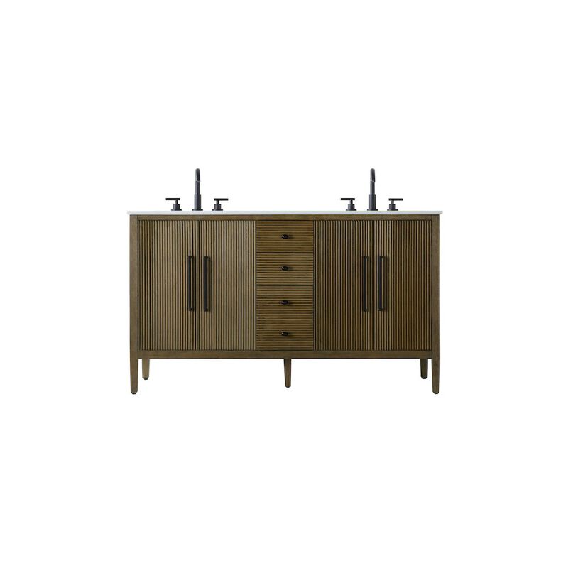 Elegant Kitchen and Bath 60 inch Double Bathroom Vanity in Hazel Oak