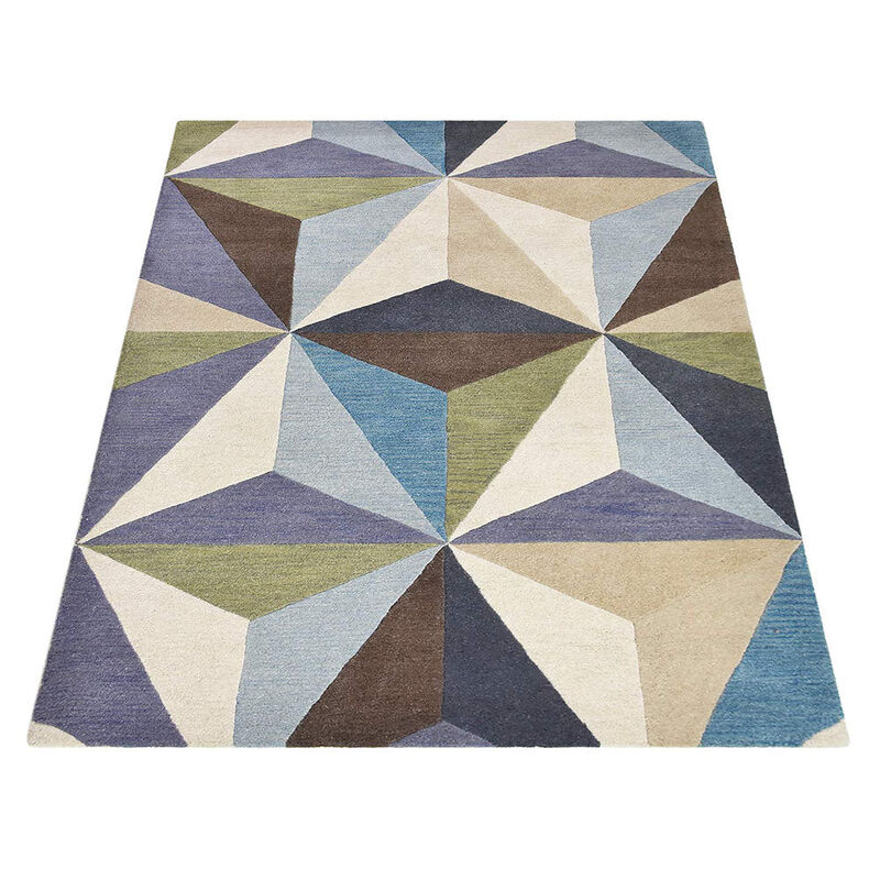 RUGSOTIC CARPETS HAND TUFTED WOOL ECO-FRIENDLY AREA RUGS  - Rectangle Shape, Size, Geometric Modern Design, High Pile Handmade Anti Skid Area Rugs for Living Room, Bed Room (K00548) image number 2