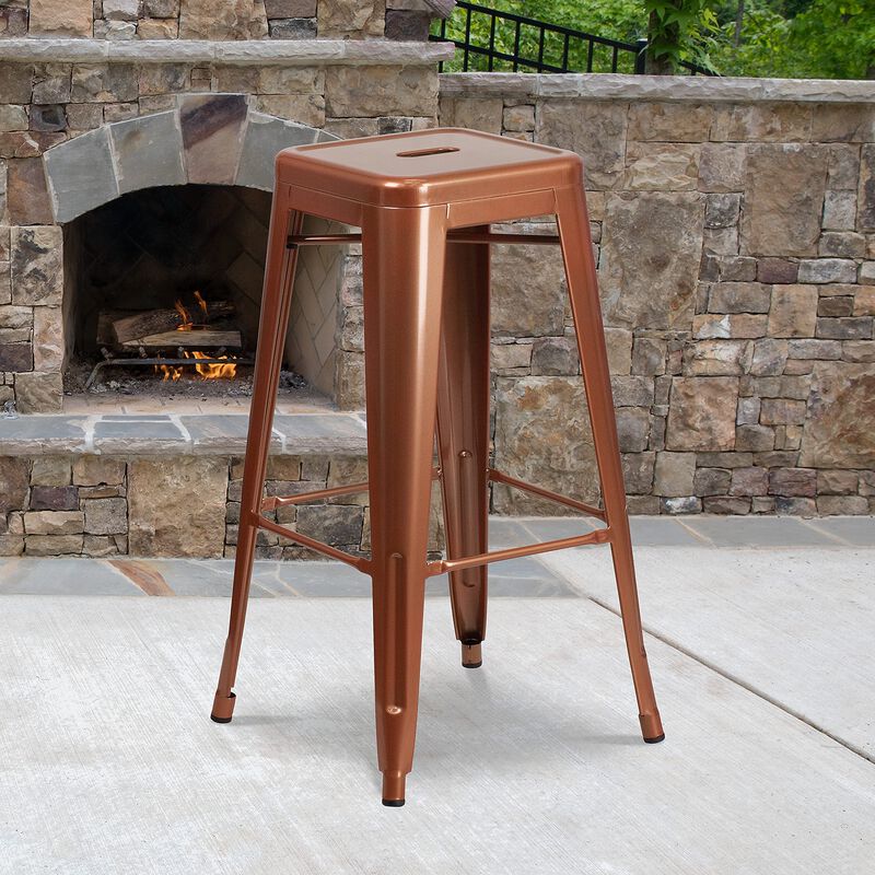 Flash Furniture Commercial Grade 30" High Backless Copper Indoor-Outdoor Barstool image number 1