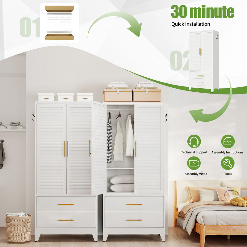 Momlot Metal Wardrobe Closet with 2 Doors image number 4