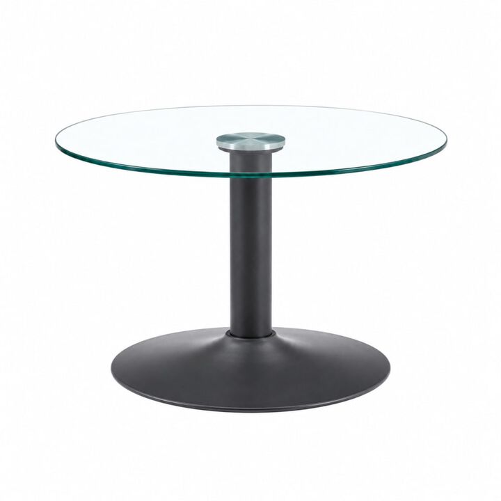 GOODSILO Round Tempered Glass Coffee Table with Sturdy Metal Base Multi-Purpose Side Table for Living Room Balcony Study Small Apartment Friendly Home Furniture