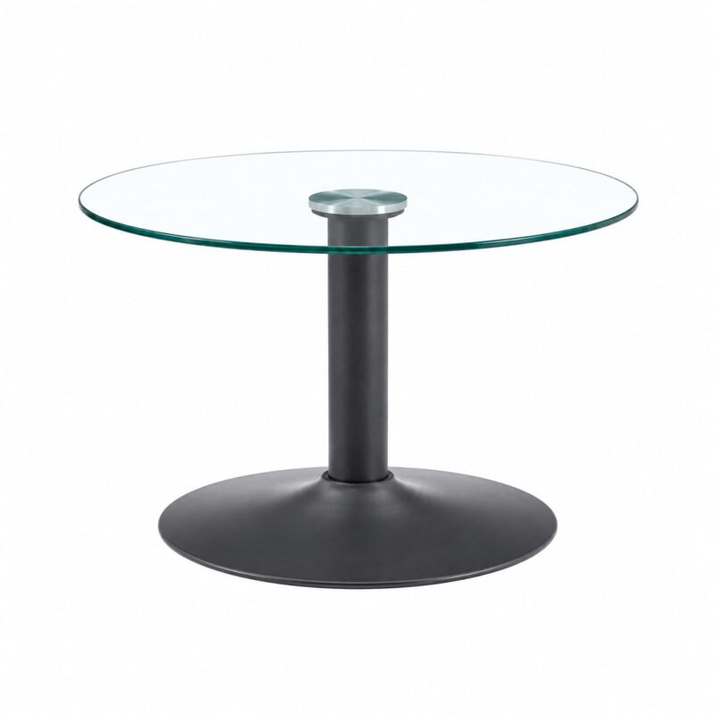 GOODSILO Round Tempered Glass Coffee Table with Sturdy Metal Base Multi-Purpose Side Table for Living Room Balcony Study Small Apartment Friendly Home Furniture image number 0