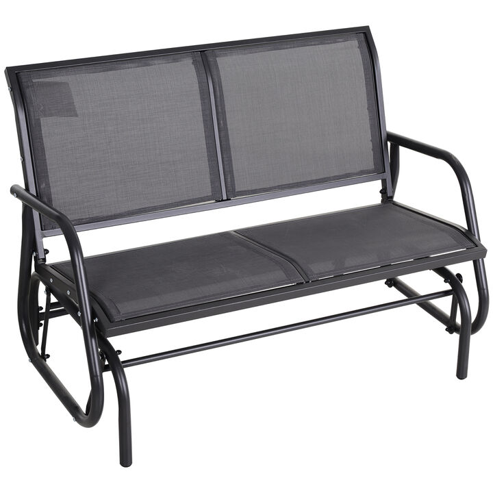 Outsunny 2-Person Outdoor Glider Bench, Patio Double Swing Rocking Chair Loveseat w/ Powder Coated Steel Frame for Backyard Garden Porch, Gray