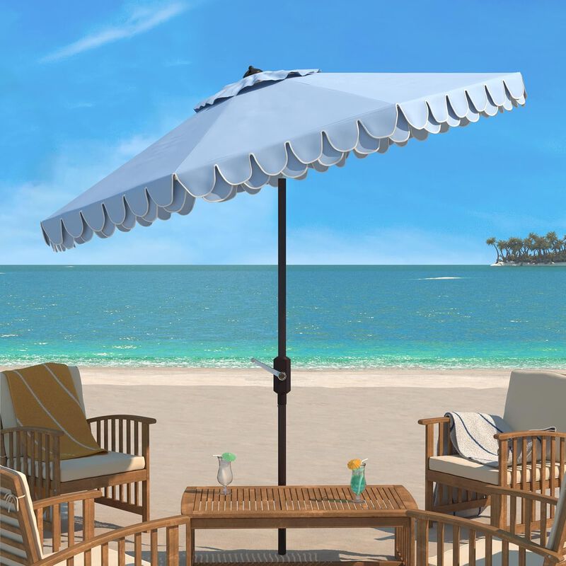 ShipItFurniture 9-Foot Crank Patio Umbrella Baby Blue/White image number 2