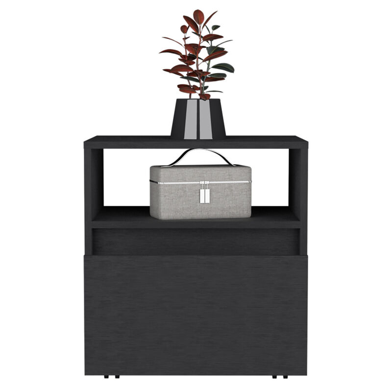 Streamdale Austin Nightstand, Casters, Single Drawer-Black