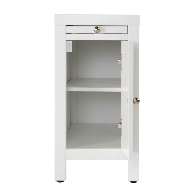 Butler Specialty Nora 12 in. W Rectangular Wood 1 Door Narrow End Table with Pull-Out Tray, White