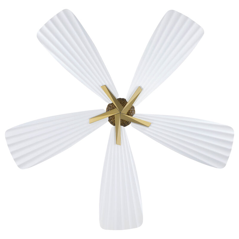 56" Tropical White Pleated Leaf Blades Reversible Ceiling Fan with Remote, No Light image number 8