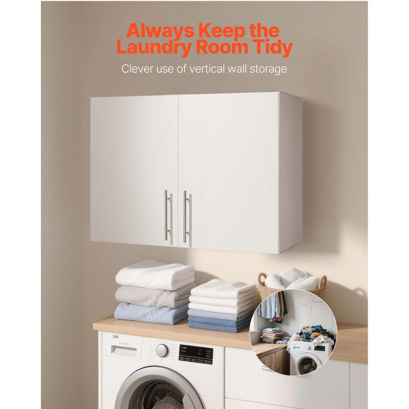Laundry Room 32" Wall Cabinet with Adjustable Shelf & Storage image number 4