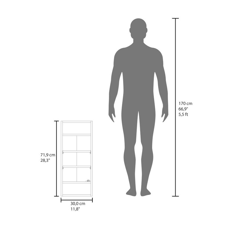 Sayre Medicine Cabinet, 1 Door, 5 Shelves, 1 Mirror, White