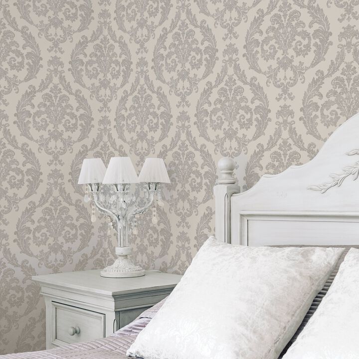 Palazzo 2 Silk Damask Silver Grey Wallpaper G67609