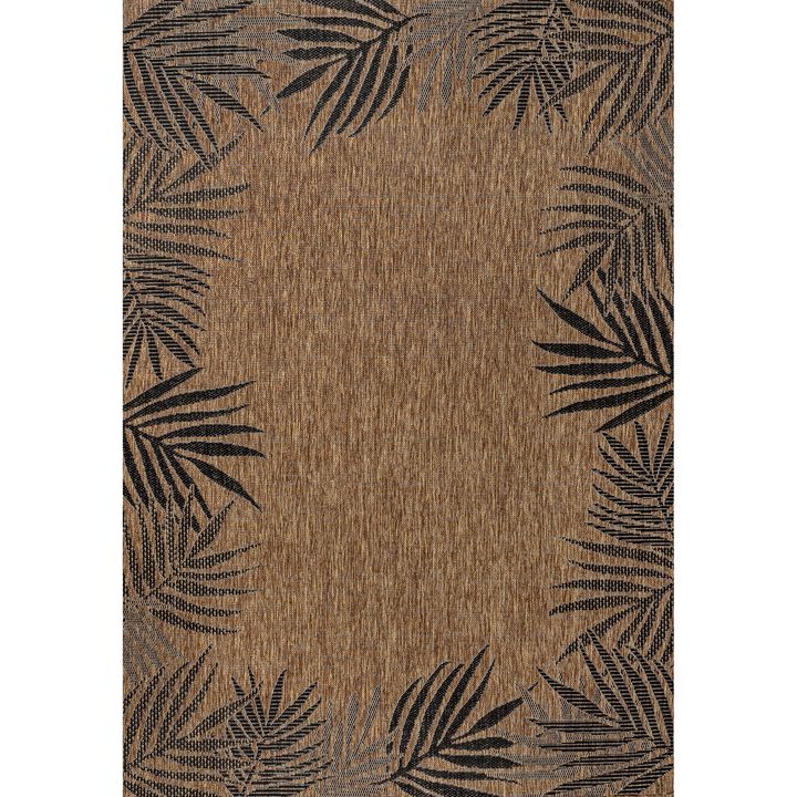 Isla Coastal Cottage Palm Frond Border Indoor/Outdoor Area Rug