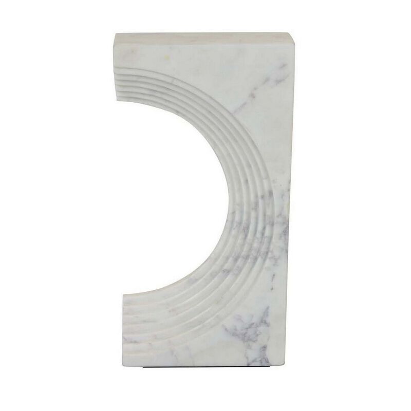 Keveny Tabletop Decor, C Arch Sculpture Texture White Marble, 13 Inch
