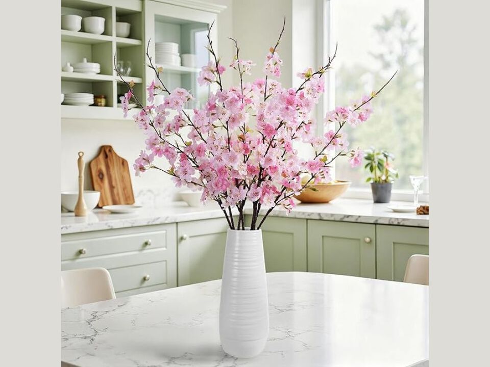 8 Piece White Artificial Greenery Stems Long Stem Vase Filler
