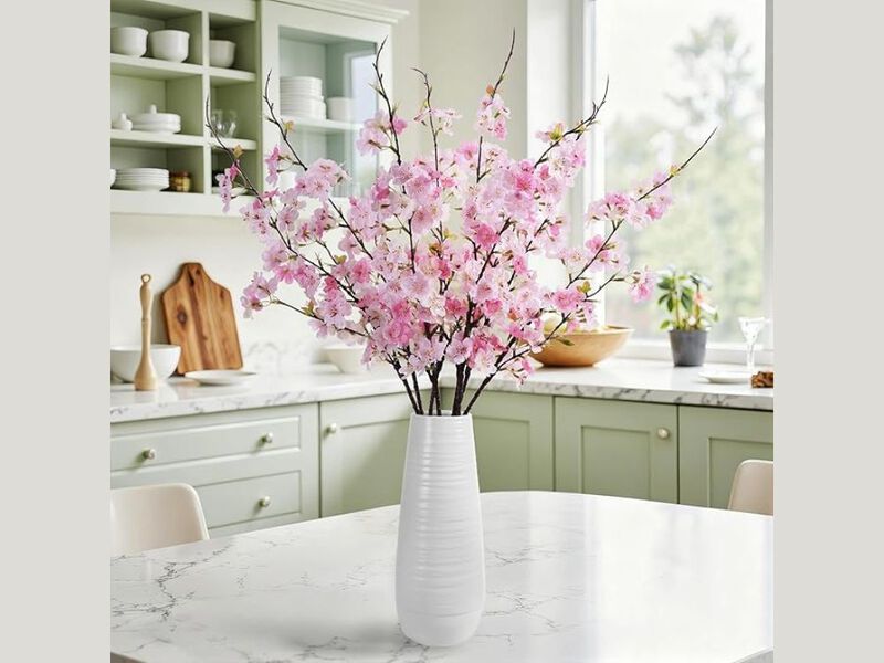 8 Piece White Artificial Greenery Stems Long Stem Vase Filler image number 1