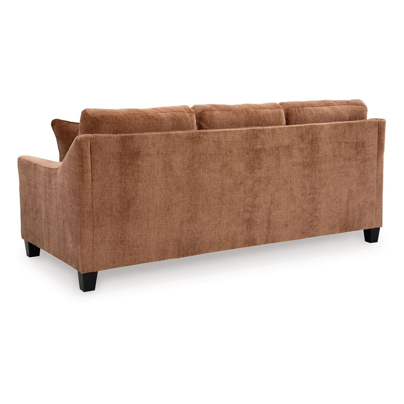 Emilia Sofa Chaise Sectional, 2 Pillows, Clay Brown Polyester 88 Inch - Benzara