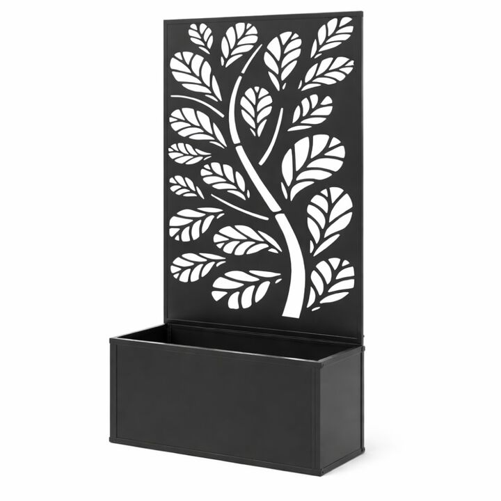 WOW PIONEER Freestanding or Wall Mounted Metal Raised Garden Bed with Trellis for Climbing Plants, For Gardens, Patios, Balconies