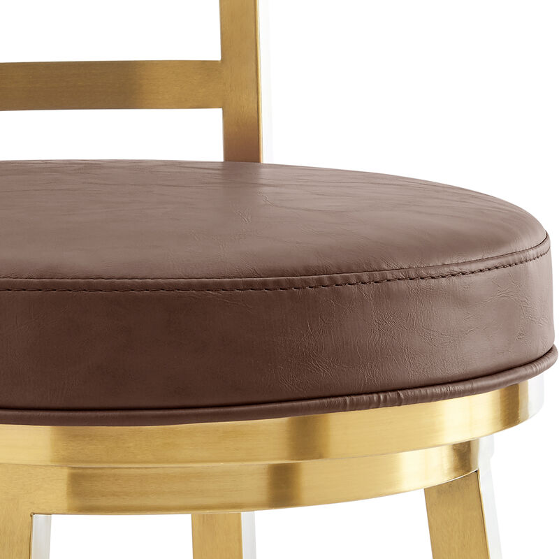 Madrid Swivel Counter or Bar Stool in Metal and Faux Leather