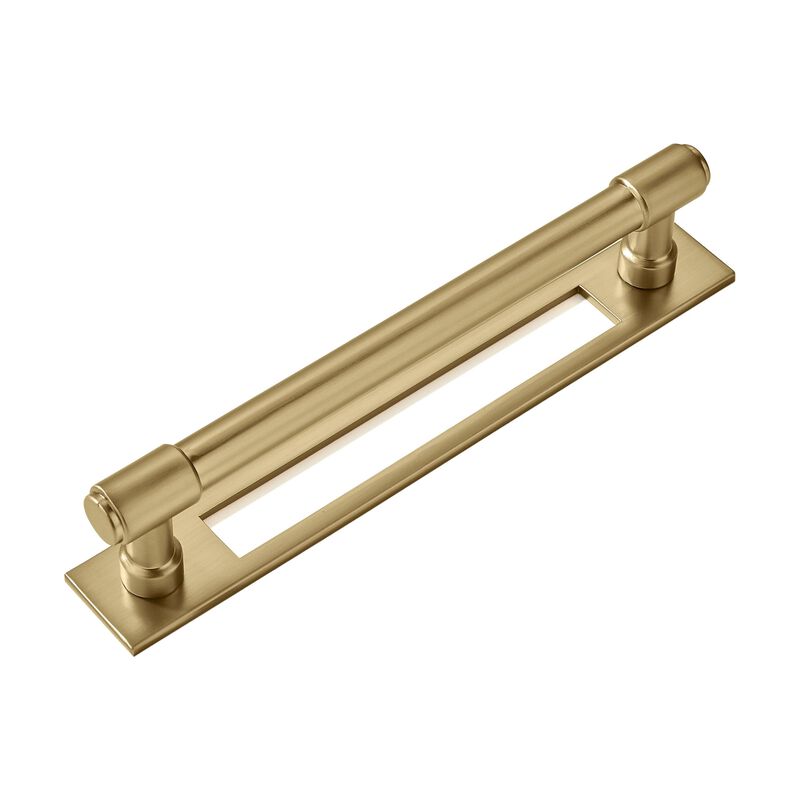 khtumeware 5 Pack 6 Inch(152 mm Center to Center Brushed Gold Cabinet Pull Backplate with Base Plate Zinc Brushed Brass Kitchen