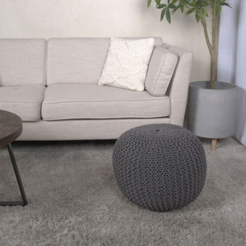 GOODSILO Versatile Knitted Cotton Round Pouf Ottoman Floor Cushion for Modern Living Room Seating and Decor image number 1