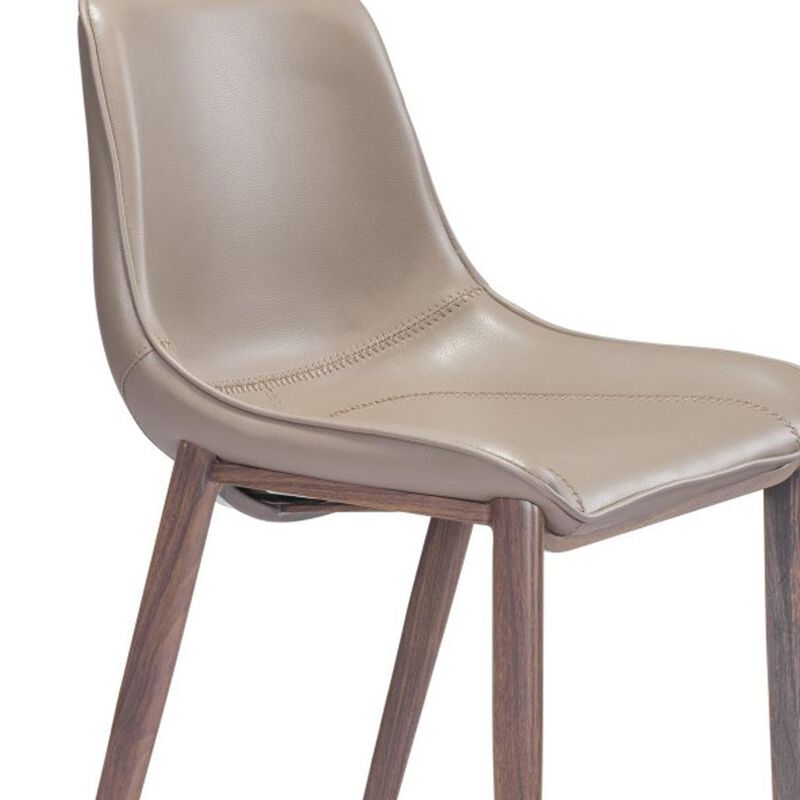 HomeRoots Set of Two 26" Gray and Brown Faux Leather and Steel Low Back Counter Height Bar Chairs image number 5
