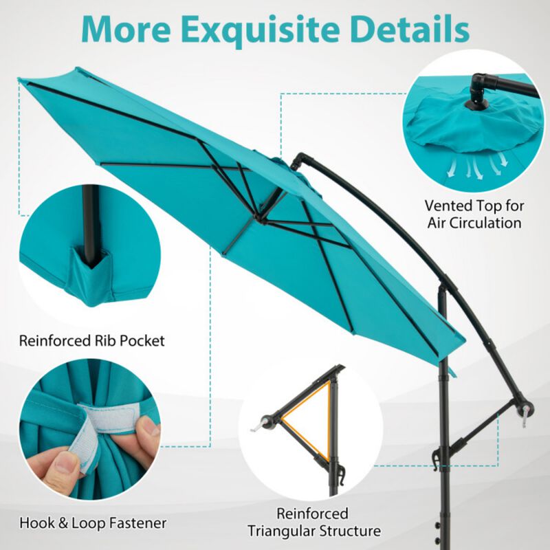 10 Feet Offset Umbrella with 8 Ribs Cantilever and Cross Base image number 5