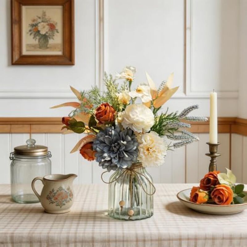 Blue Artificial Dahlia Flowers Vase Filler Flower Aritificial image number 3