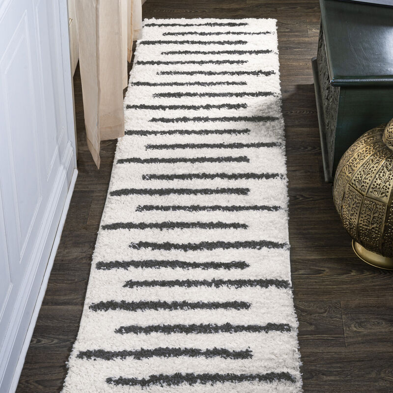 Alaro Berber Stripe Shag Area Rug