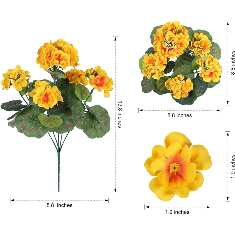 6 Bundle Yellow Artificial Outdoor Plants UV Resistant Garden Porch Decor image number 2