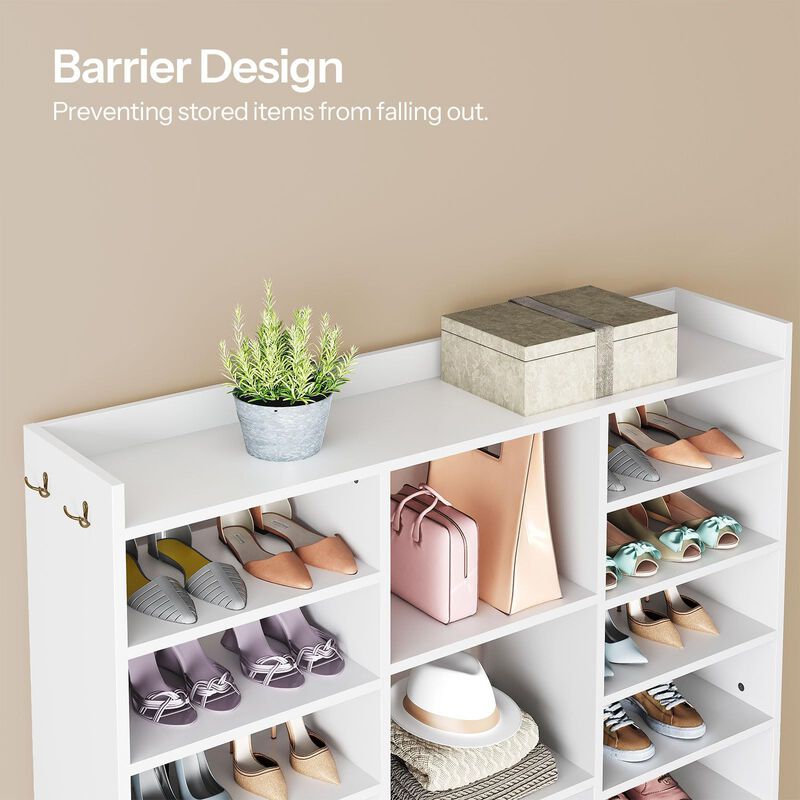 10-Tier Shoe Storage Rack with Fabric Drawer and Wooden Cubbies image number 5