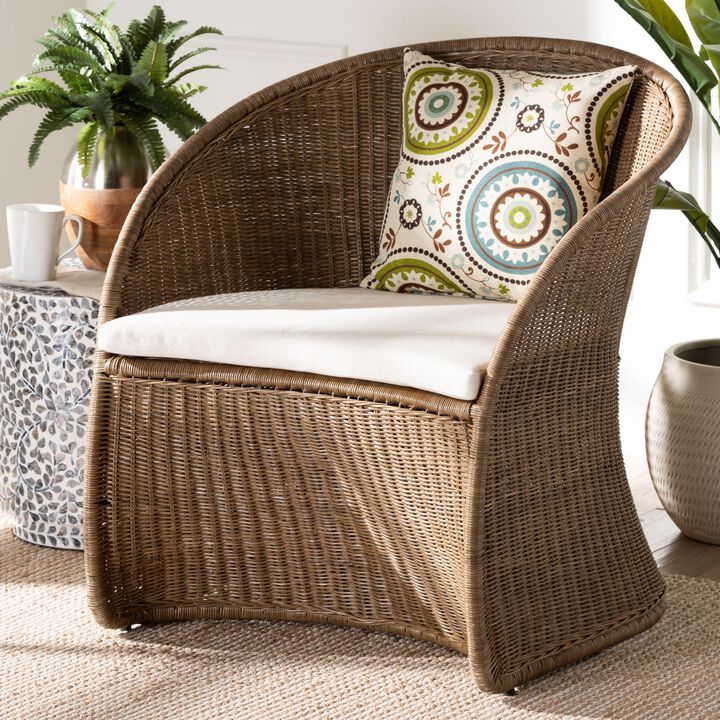 bali & pari Kintamani Bohemian Greywashed Rattan Accent Chair