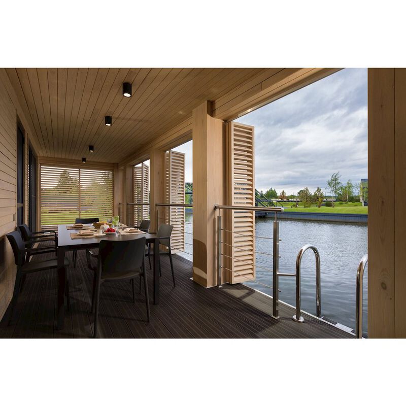 Omax Decor Cleo Arm Resin Patio Dining Chair in Anthracite Black - (Set of 2)