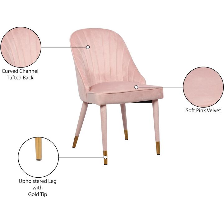 Meridian Furniture Belle Pink Velvet Dining Chair, Set of 2