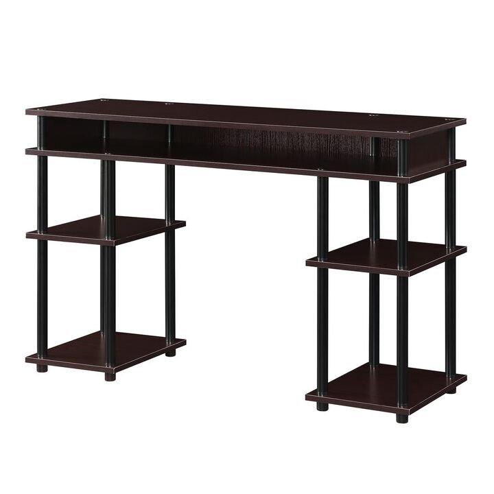 Convenience Concepts Designs2Go No Tools Student Desk with Shelves, Espresso/Black