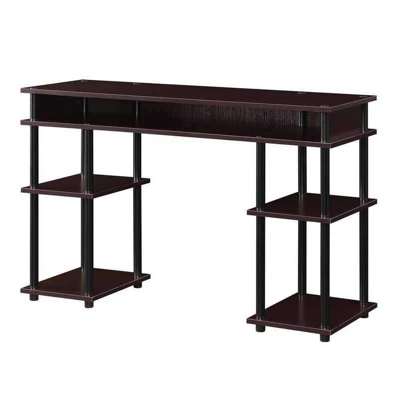 Convenience Concepts Designs2Go No Tools Student Desk with Shelves, Espresso/Black