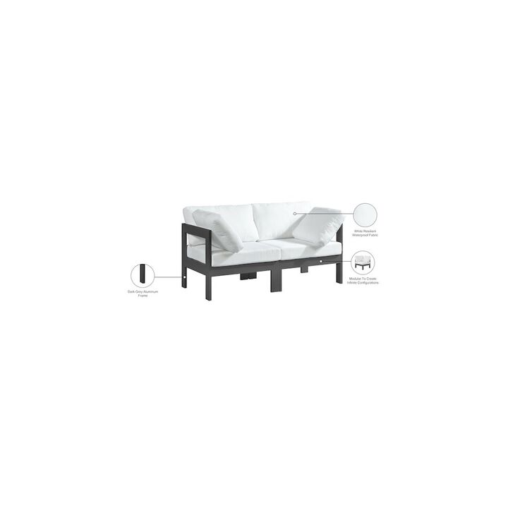 Meridian Furniture Nizuc White Water Resistant Fabric Outdoor Patio Modular Sofa