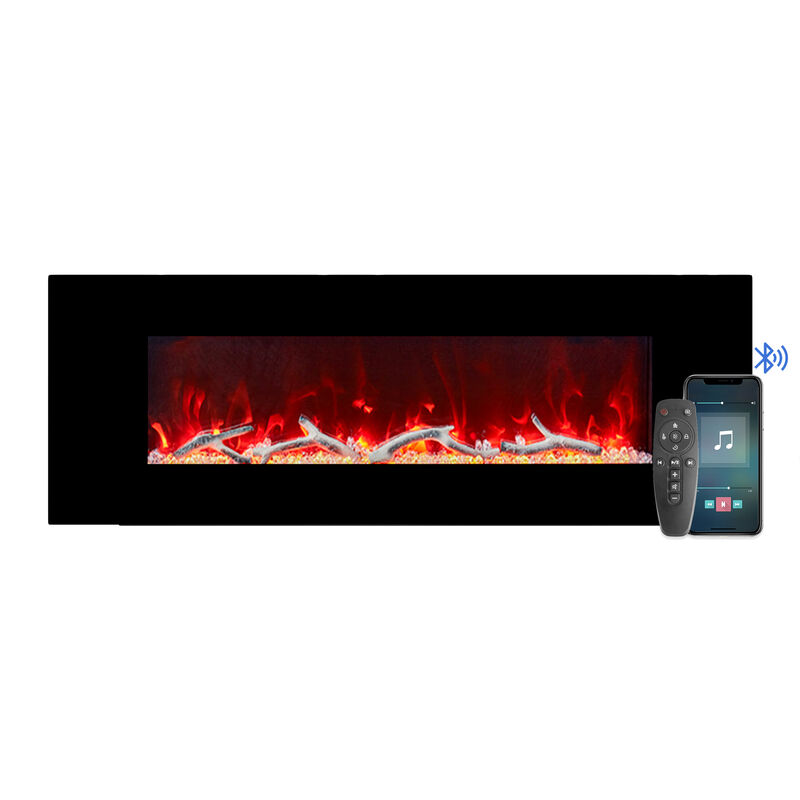 MONDAWE 50" Wall-Mounted Electric Fireplace 5120 BTU Heater with Bluetooth Speaker & Remote Control Adjustable Flame Color & Temperature Setting